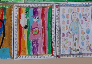Kolorowe i twórcze portrety Kropki wykonane przez uczniów