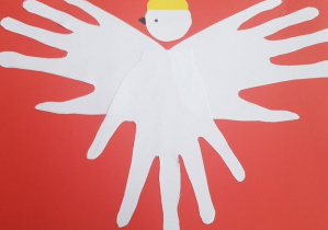 Praca plastyczna przedstawiająca godło Polski w wykonaniu Kacpra.
