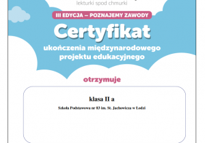 certyfikat projektu